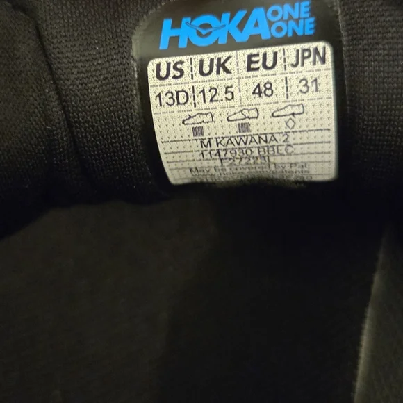 Hoka Kwana 2 Black/Black Size 13 - Picture 10 of 12